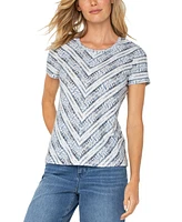 Liverpool Los Angeles Petite Short-Sleeve Scoop-Neck Knit Top
