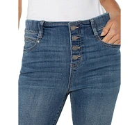 Liverpool Los Angeles Petite Gia Crop Flare Button Fly Jeans