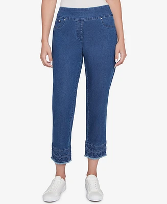 Ruby Rd. Petite Embroidered Extra Stretch Dark Denim Jeans