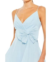 Women's Faux Wrap Bow Detail Flowy Mini Dress