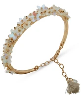 lonna & lilly Gold-Tone Crystal & Flower Cluster Cuff Bracelet