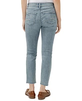 Silver Jeans Co. Women's Suki Mid-Rise Curvy-Fit Straight-Leg Cropped Denim