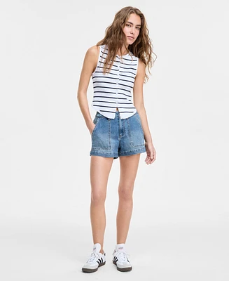 Indigo Rein Juniors' High-Rise Utility-Pocket Shorts