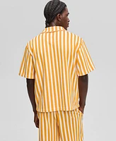 Mode of One Men's Johnny Collar Striped Terry Shirt, Exclusively at Macy's