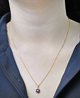 Blue Sapphire (5/8 ct. t.w.) & White Sapphire (1/6 ct. t.w.) Flower Pendant Necklace & Stud Earrings Set in 14k Gold over Sterling Silver