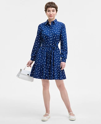 On 34th Women's Long Sleeve Printed Mini Shirt Dress, Exclusively at Macy's