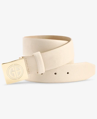 Giani Bernini Logo Plaque-Buckle Faux-Leather Belt