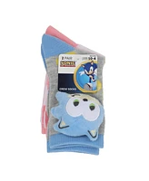 Sonic the Hedgehog Girls 3D Plush Sonic & Amy Head Youth 2-Pair Crew Socks