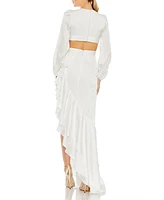 Women's Cut Out Asymmetrical Ruffled Gown