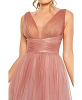 Mac Duggal Women's Glitter Ombre V-Neckline Sleeveless Gown