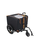 Foldable Pet Jogging Stroller Dog Carriers Bicycle Trailer Pet Dog Cat Bike Trailer Orange and Black - Ideal for Small Pets