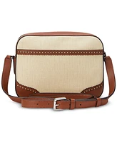 Lauren Ralph Lauren Straw & Leather Small Marcy Camera Bag