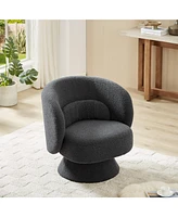 360 Degree Swivel Sherpa Accent Chair Modern Style Barrel with Toss Pillows for home office, living room, bedroom