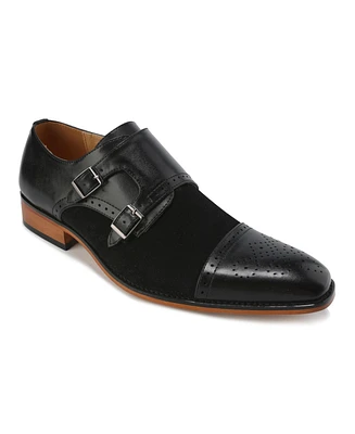 Gino Vitale Men's Double Monk Strap Two-Tone Loafer