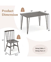 5-Piece Dining Table Set for 4 with 360 Swivel Feet for Small Place