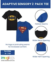 Dc Comics Justice League Batman Superman 2 Pack Adaptive T-Shirts Sensory Friendly Little Kid