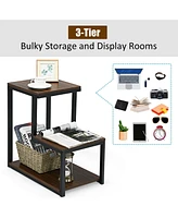 3-Tier End Table Sofa Side Table Ladder-Shaped with Storage Shelf