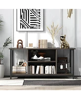 3-Tier Tv Stand with Power Outlet Usb and Adjustable Shelf