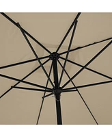 8 ft. x 10 Square Crank Design Skirt with Skylight Outdoor Market Umbrella Navy Blue Base