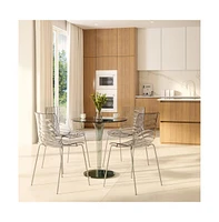 LeisureMod Astor Water Ripple Design Dining Chair Set of