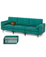 Modular 3-Seat L-Shaped Sectional Sofa Couch with Socket Usb Port