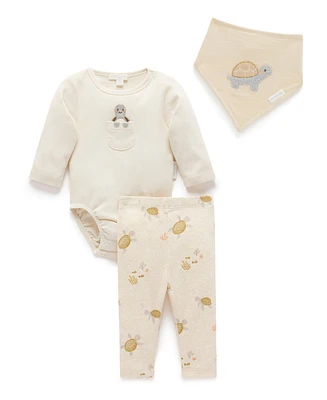 Purebaby Baby Bodysuit, Leggings and Bib 3 Piece Gift Set