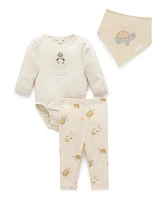 Purebaby Baby Bodysuit, Leggings and Bib 3 Piece Gift Set