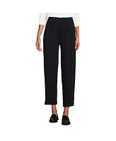 Lands' End Women's Sport Knit High Rise Pleated Straight Leg Crop Pants