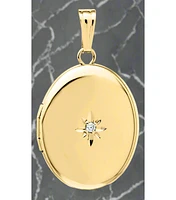 Yellow Gold Filled 14mm Polished Locket with Diamond Accents for Women