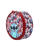 Disney Stitch Hibiscus Print Round Blue 5" Travel Box Organizer