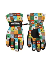 Minecraft Boys Icons All-Over Print Youth Ski Gloves with Sure Grip Liners