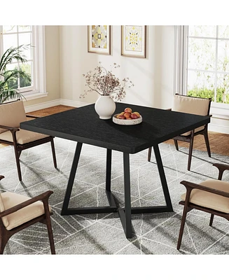 Tribesigns Square Dining Table for 4, 31.5" Industrial Dinner with Metal Base, Wood Kitchen Room, Small Space, Apartment