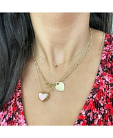 The Lovery Pink Pearl Puffy Heart Necklace 14K Gold