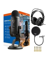 Blue Yeti Usb Microphone (Blackout) with Knox Gear Headphones and Pop Filter