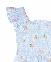 Rare Editions Little and Toddler Girls 2-Piece Floral Schiffli Seersucker Dress with Bag Set