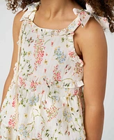 Rare Editions Little and Toddler Girls 2-Piece Textured Floral Maxi Dress with Bag Set