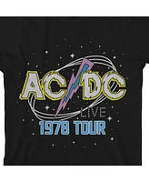 Acdc 1978 World Tour Pop Art Logo Crew Neck Short Sleeve Boys' Black T-shirt-xl