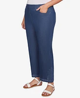 Ruby Rd. Plus Size Eyelet Embroidered Dark Flare Jeans