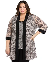 R & M Richards Plus 2-Pc. Soutache Layered-Look Jacket Pants Set