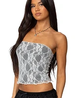 Edikted Womens Allison Lace Tube Top