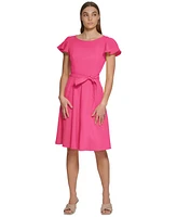 Calvin Klein Women's Flutter-Sleeve Tie-Waist Dress