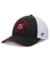 Fanatics Men's /White New Jersey Devils Authentic Pro Rink Trucker Hat