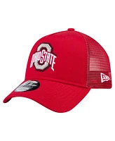 New Era Men's Scarlet Ohio State Buckeyes 9FORTY A-Frame Trucker Adjustable Hat