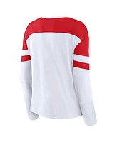 Fanatics Women's White/Athletic Red Detroit Wings 2025 Nhl Stadium Series Frozen Long Sleeve Notch Neck Top