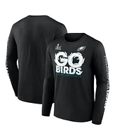 Fanatics Men's Black Philadelphia Eagles Super Bowl Lix Champions on Top Go Birds Long Sleeve T-Shirt