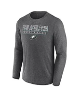 Fanatics Men's Heather Charcoal Philadelphia Eagles Fundamentals Long Sleeve T-Shirt