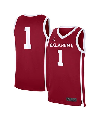 Jordan Men's Crimson Oklahoma Sooners 1 Road Replica Basketball Jersey