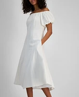Sam Edelman Women's Off-The-Shoulder Puff-Sleeve A-Line Dress