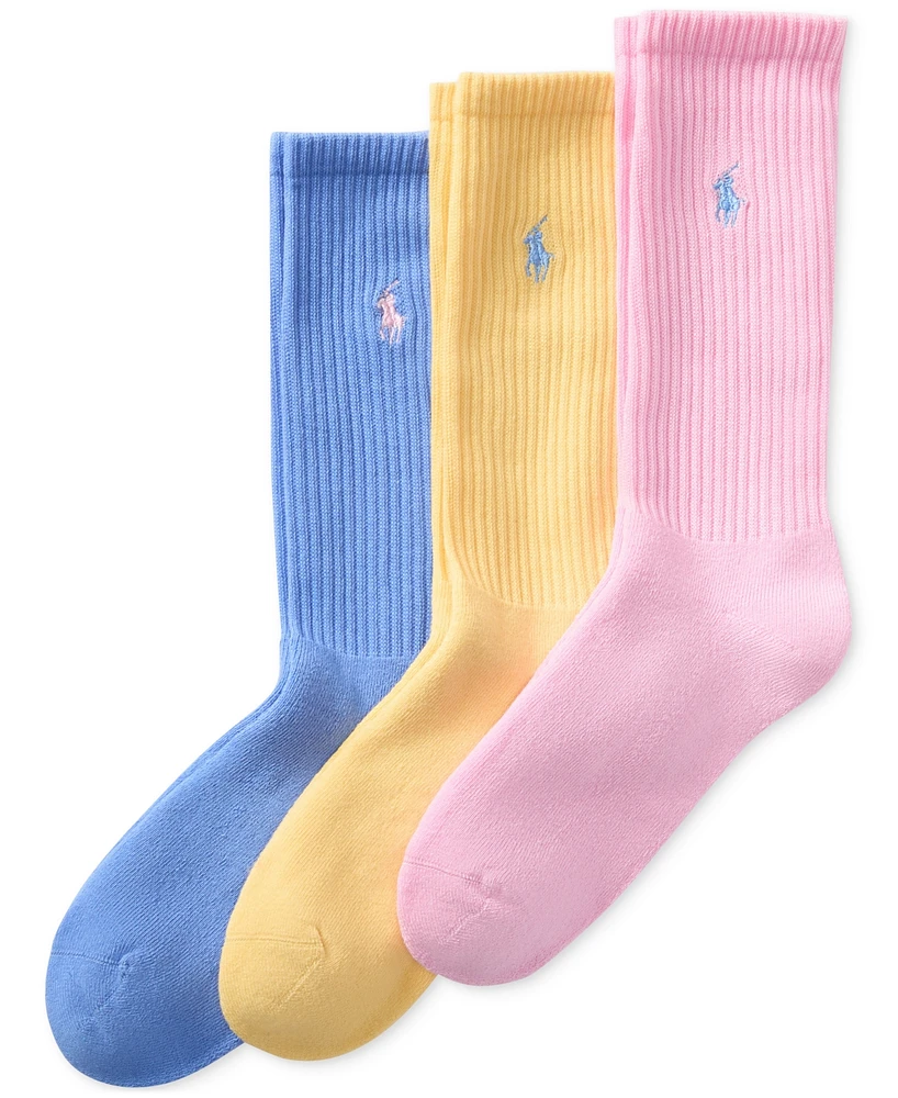 Polo Ralph Lauren 3 Pack Ribbed Cushion Foot Crew Men's Socks