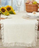 Saro Lifestyle Fringe-Touched Waffle Weave Table Runner, 16" x 72"